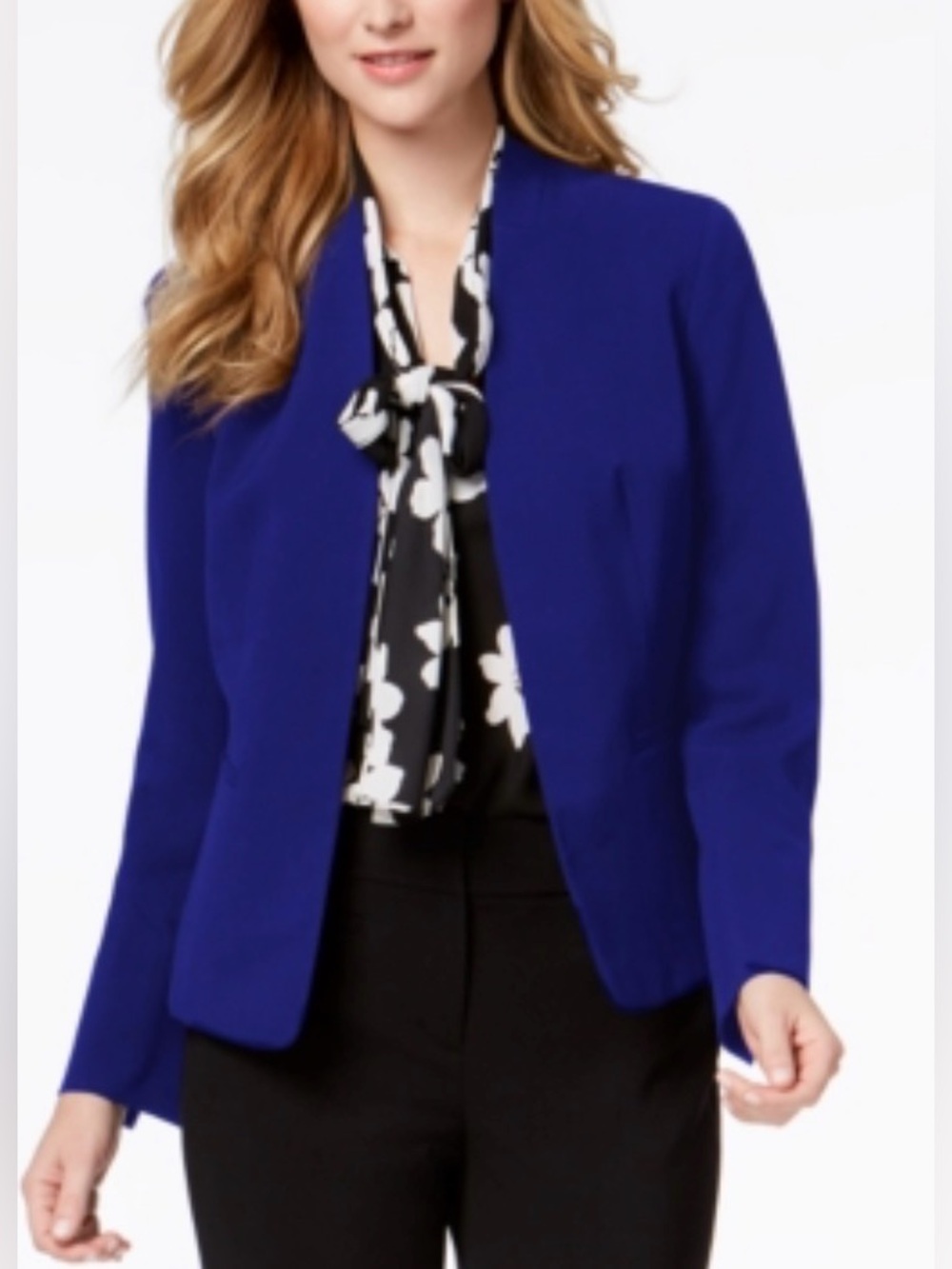 Nine West Size XS Navy Blue Lined Blazer Jacket w/Faux Pockets